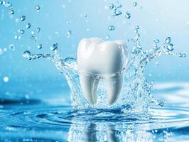 Tooth splashing in water creating a refreshing moment photo