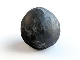Unique spherical rock with rough texture and dark surface photo
