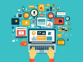 Digital workspace for tech and communication tools photo