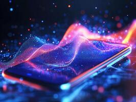 Colorful digital waves visualizing sound data from smartphone photo