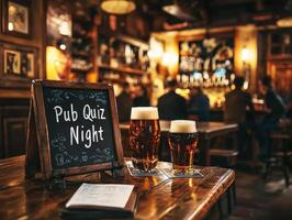 Enjoying an evening of friendly competition at pub quiz night photo