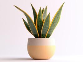 Indoor plant with striking green leaves in a minimal pot photo