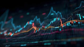 Abstract financial chart with uptrend line graph in stock market for investment analysis photo