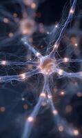Digital rendering showing the complex neural network connections in the human brain photo