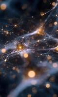 A mesmerizing web of interconnected nodes emitting light in a digital nebula landscape photo