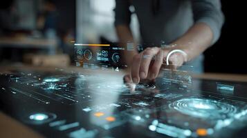 Immersive technology interface displays cutting edge data analysis and information visually photo