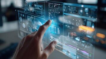 Interactive data analysis using touch screen technology for futuristic insights photo