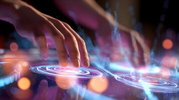 Interactive technology showcases innovative interface with augmented reality elements photo
