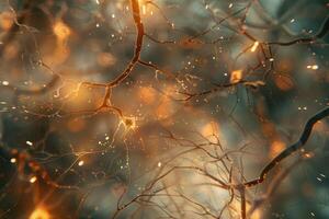 Neuron transmitting signals in the brain... photo
