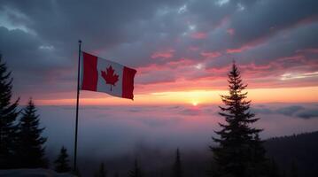 Canada flag in the clouds photo