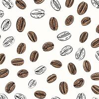 Seamless pattern with coffee beans on white background vector
