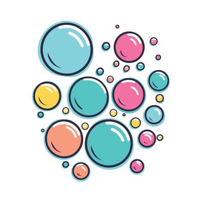 Colorful bubbles on a white background