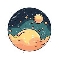 Planet and moon in space, illustration vector