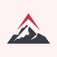 A mountain logo with a red triangle vector