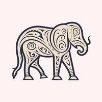 An elephant with tribal patterns on its body vector