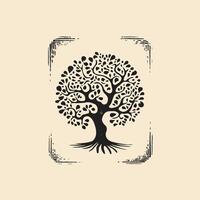 A stylized tree with roots on a beige background vector