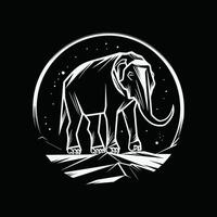 An elephant standing on a hill with stars in the sky vector