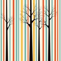 A colorful striped background with trees vector