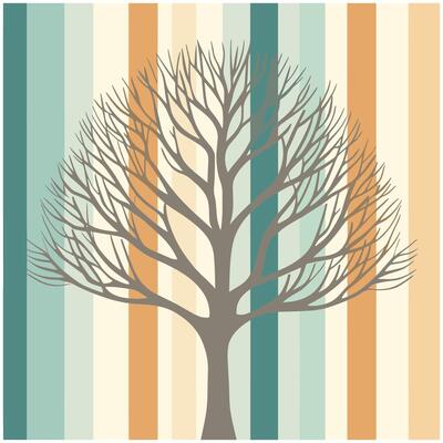 A tree with no leaves on a striped background