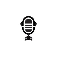 Vintage Microphone with Headphones Vecto Icon, Representing Podcast, Music, and Audio Recording, Simple Editable Graphic vector