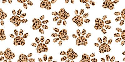 seamless leopard paw print pattern on white background cute animal footprint for pet apparel, nursery fabric, textile, wallpaper and digital design vector