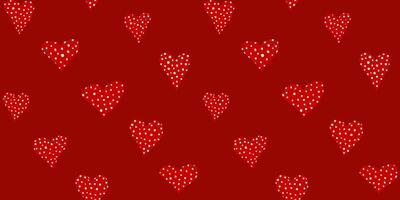 cherry red abstract seamless pattern with white polka dot hearts on deep red background, romantic love design for valentine's day, textile, wrapping paper vector