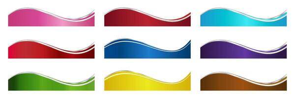 Letterhead Footer Divider Template Set with Every Color Wave vector