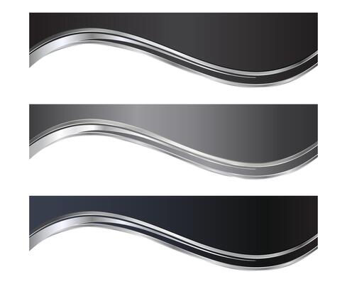 Black and Gray Letterhead Header Divider Template Set with Silver