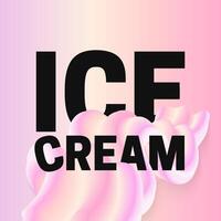 Strawberry and Vanilla Ice Cream Text Abstract Wave 3D Isolated Splash Illustration vector