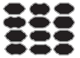 Black Vintage Label or Emblem Set for Jars or Bottles. Isolated Retro Border or Frame Elements vector