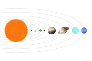 Realistic Nice Solar System Illustration with the Order of the Planets from the Sun. Every Planet of the Solar System Isolated on White Background vector