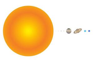 Sun and Planet Size Proportions or Comparison Flat Illustration of the Solar System. The Size of the Sun Compared to the Planets Realistic Flat Illustration. vector