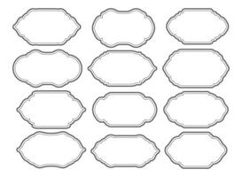 Outline Vintage Label or Emblem Set. Isolated Retro Border or Frame Elements vector