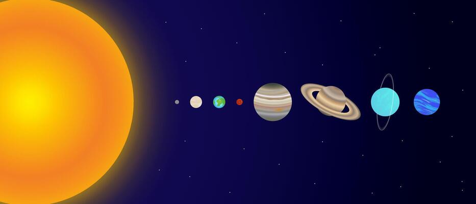 Planets of the Solar System with the Sun Colorful Illustration