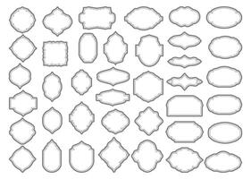 Vintage Retro Label or Emblem Shape Set, Isolated Border or Frame Elements vector