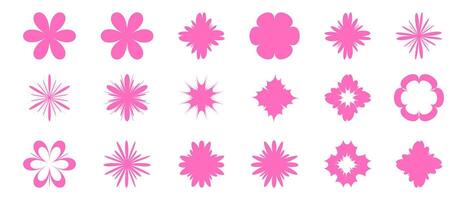Pink Flat Flower Illustration Element Set vector