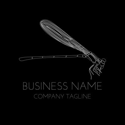 Black and White Outline Minimal Dragonfly Brand Logo Design