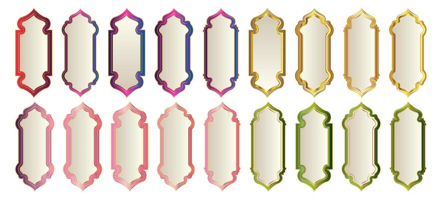 Fairy Tale Arabic Palace Style Border Frame Set with Pink, Purple, Green and Gold Background Collection