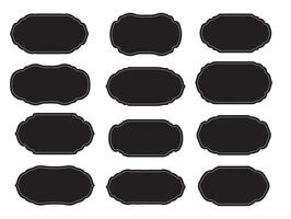 Black Label or Emblem Set for Jars or Bottles. Isolated Retro Border or Frame Elements vector
