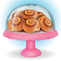 Waetercolor hand drawn realistic cinnamon rolls on stand vector