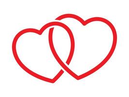 Two red hearts. Double hearts line red icon. Happy valentine day design element. Love symbol. vector