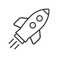Rocket line icon. Flying up rocket outline icon. vector