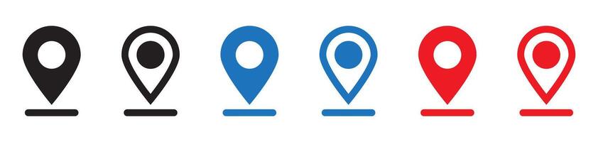 Red, black and blue maps pin. Geolocation icon Location map icon. vector