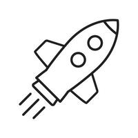 Rocket line icon. Flying space rocket line icon. vector