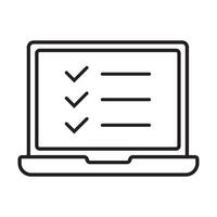 Laptop line icon with checklist on screen. vector