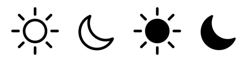 Sun and moon icon. Line and solid icons. vector