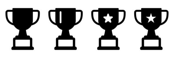 Trophy cup icons, winner cup, victory cup icons. Reward symbols set. vector