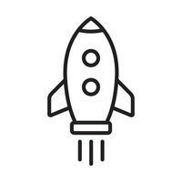 Space rocket line icon. Flying up rocket line icon. vector