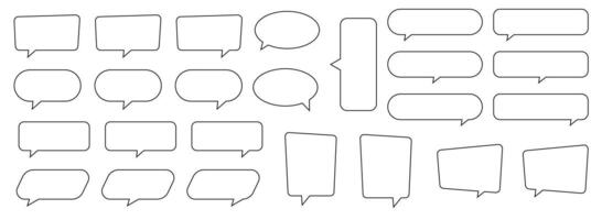Collection of line speech bubble, ounline speech balloon, chat bubble set. vector