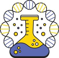 Flat Science Icon, Laboratory Flask and Chemical Experiment vector